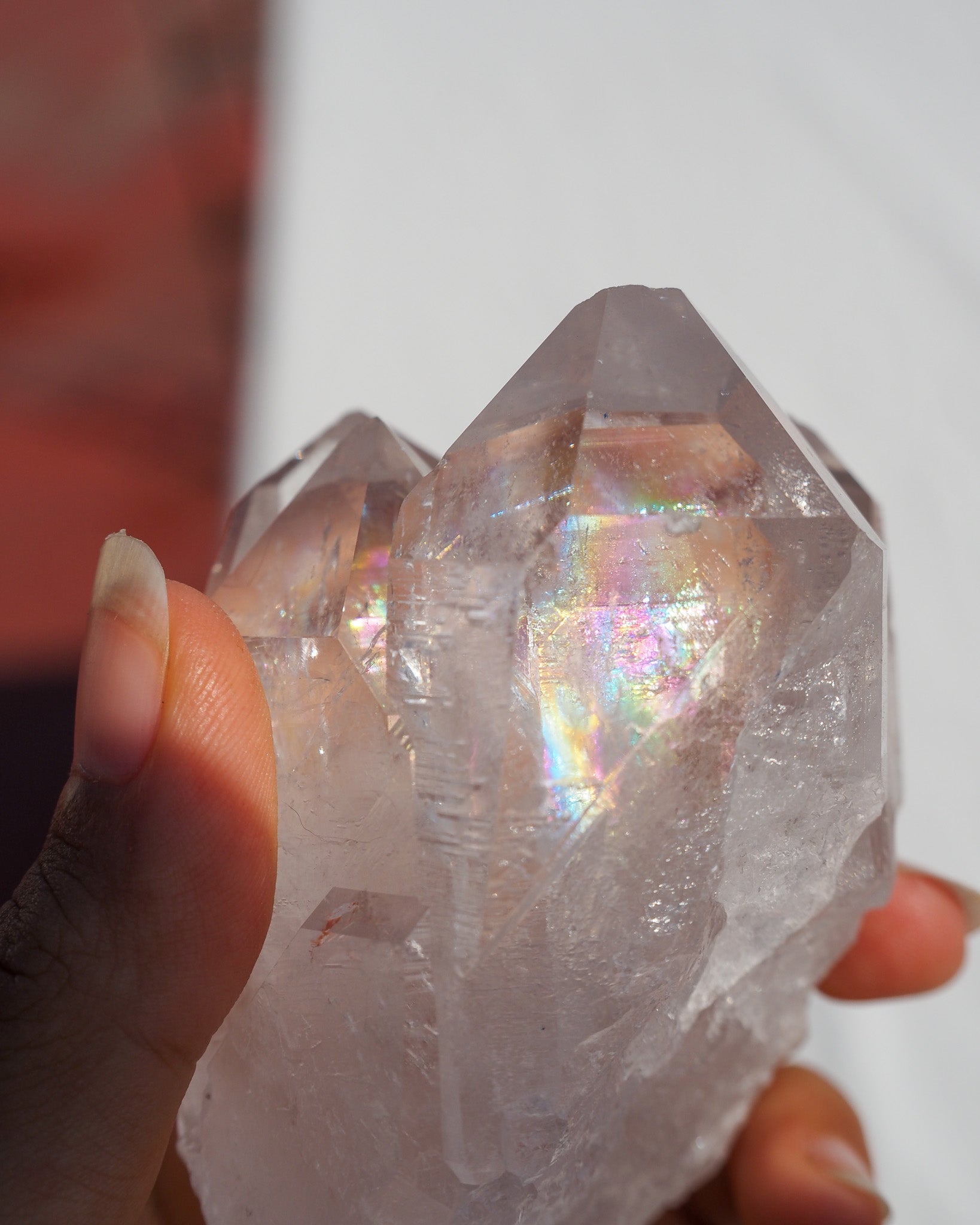 Rainbow Filled 4 Point Quartz Family