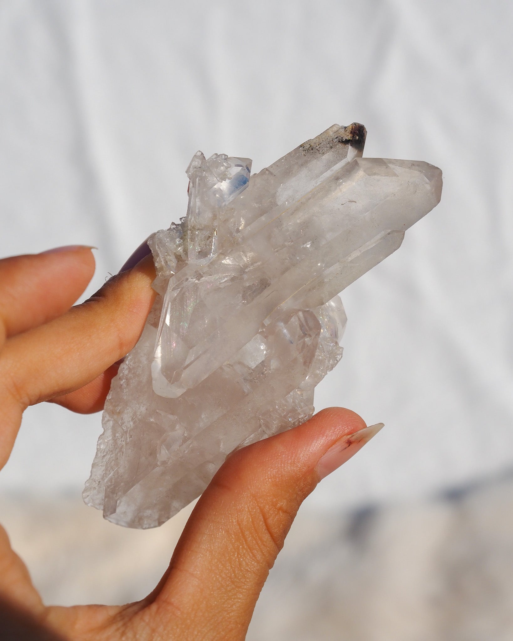 Rare Rainbow Clear Quartz Cluster