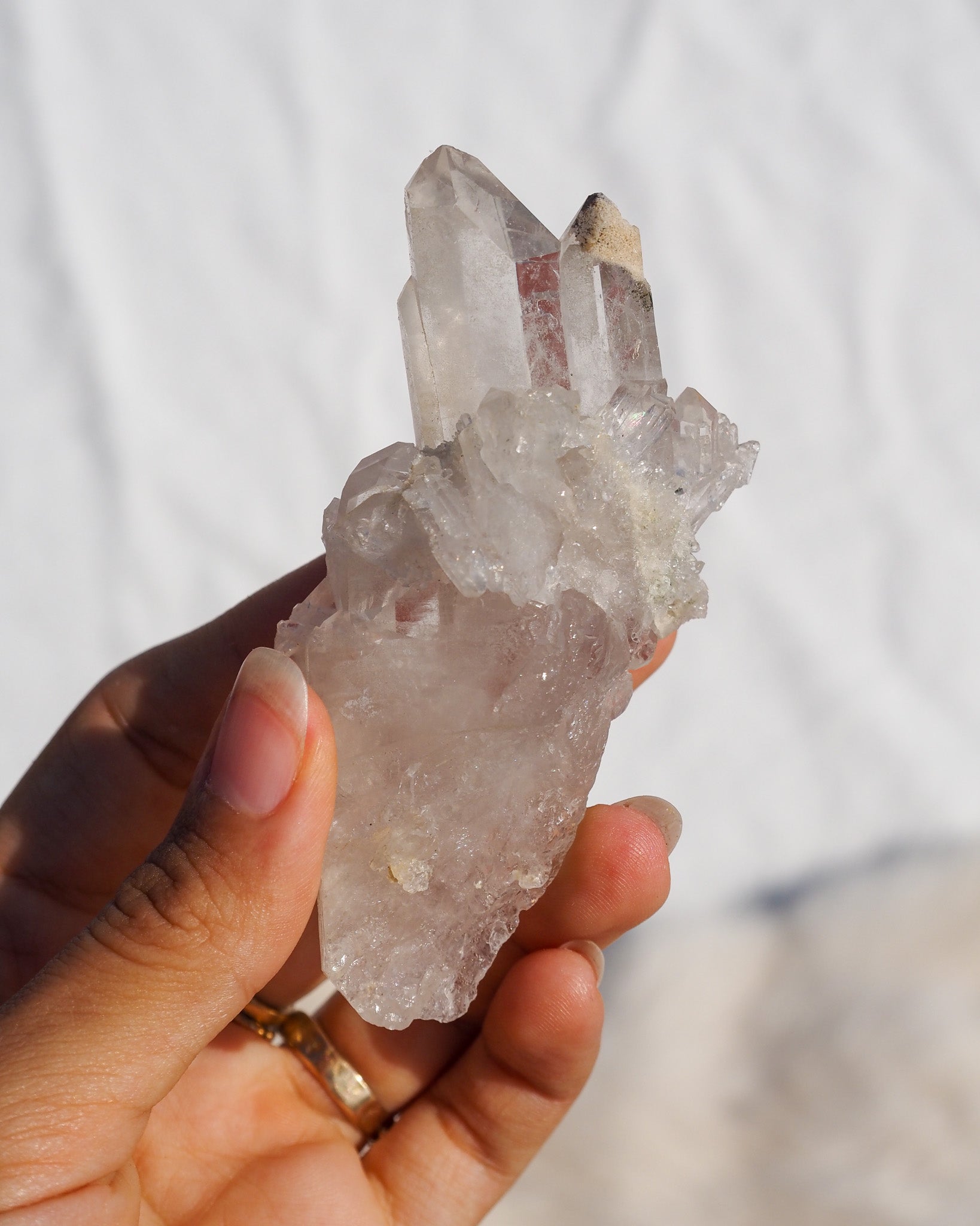 Rare Rainbow Clear Quartz Cluster